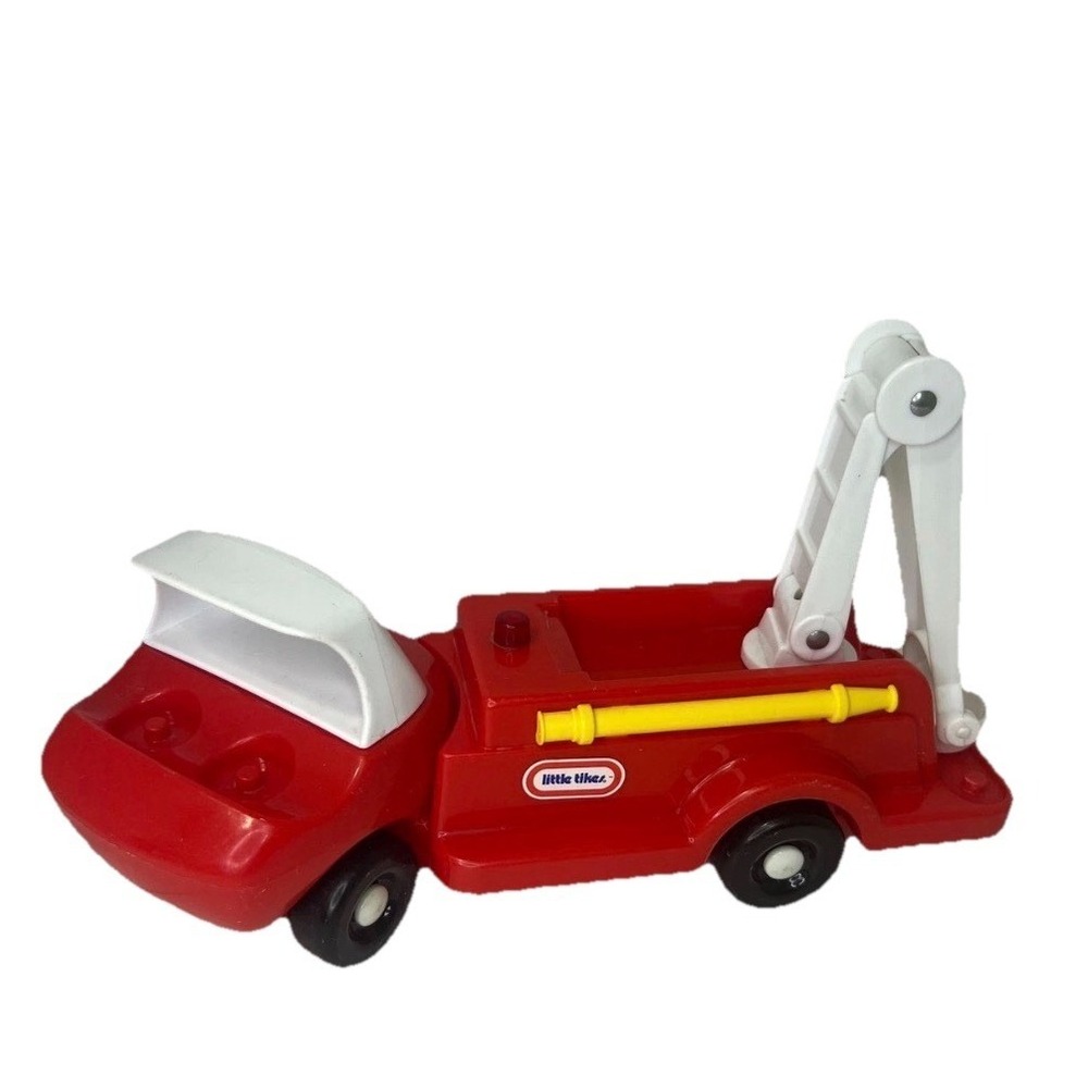 Little Tikes Red Fire Truck Toy with White Pivoting Ladder and Yellow Hoses